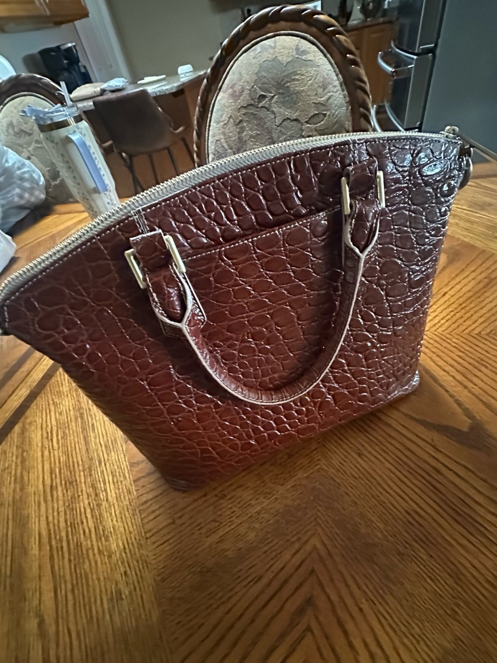 Brahmin Brown Croc-Embossed Satchel **READ** - Picture 2 of 11
